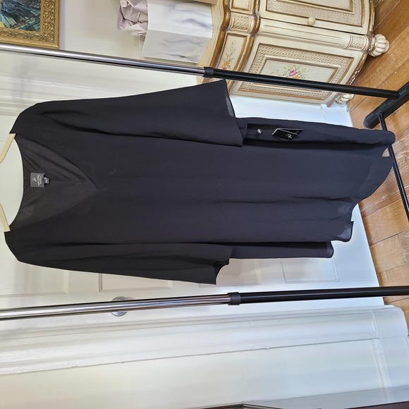 Adrianna Papell Asymmetrical Cut 3/4 Sleeves Black Evening Dress 16W NWT - Picture 4 of 12